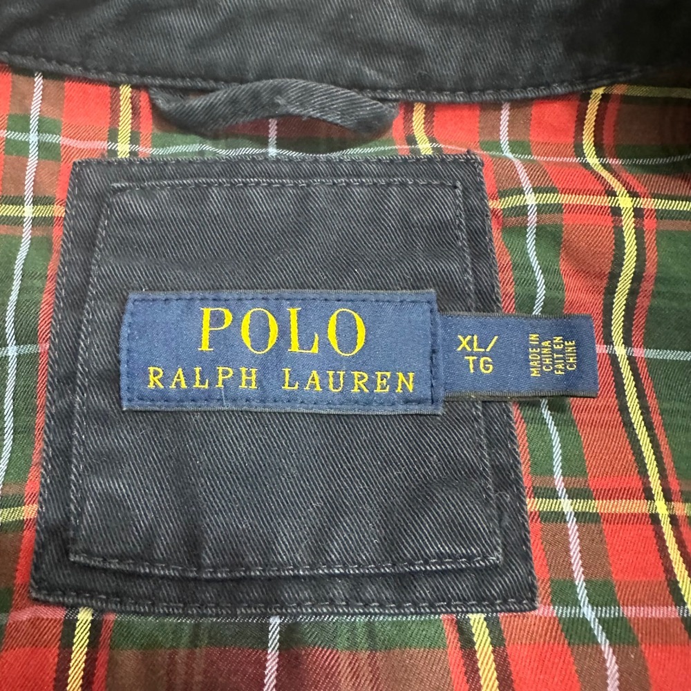 Polo Ralph Lauren Mens XL Navy Blue Harrington Jacket Plaid Lining Cotton Twill - Picture 8 of 9